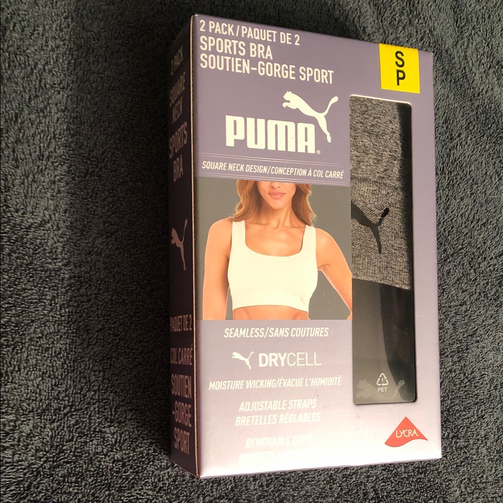 Puma White Sports Bra 2-Pack with Gray Packaging